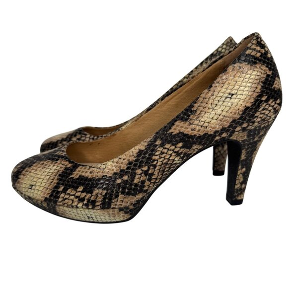 Clarks Indigo Snakeskin Print‎ Comfortable Leather Heels Size 6.5 - Picture 4 of 9